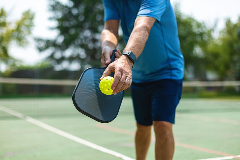 In Western Colorado Mature Adult Male Playing Pickle Ball Photo Series Matching 4K Video Available (Shot with Canon 5DS 50.6mp photos professionally retouched - Lightroom / Photoshop - original size 5792 x 8688 downsampled as needed for clarity and select focus used for dramatic effect)